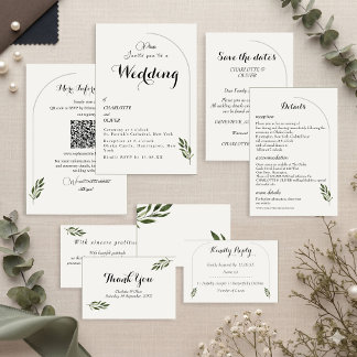Invitación de boda de vegetación botánica Arco Ele