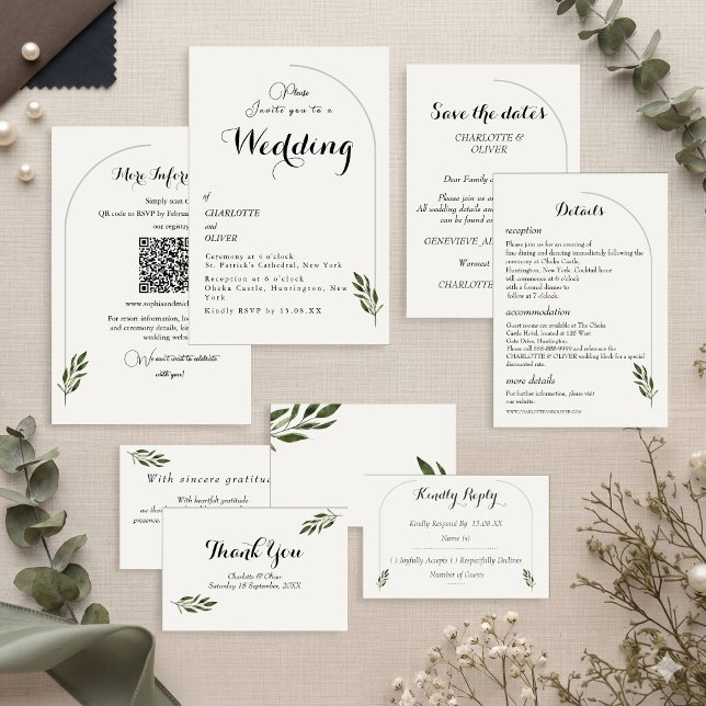 Invitación de boda de vegetación botánica Arco Ele (Subido por el creador)