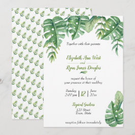 Invitación de boda de vegetación botánica tropical