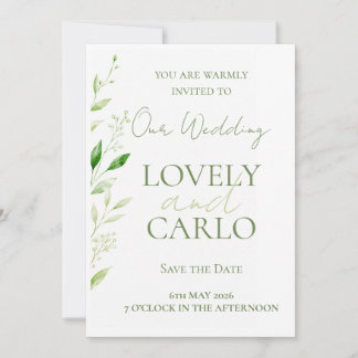 Invitación de boda de vegetación elegante