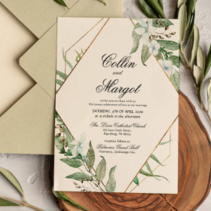 Invitación de boda de vegetación geométrica