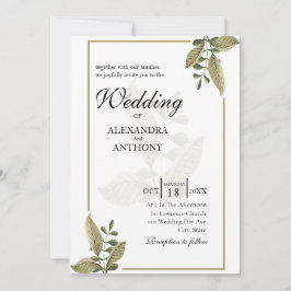 Invitación de boda de vegetación minimalista elega