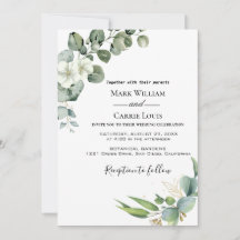 Invitación de boda de vegetación rústica de eucali