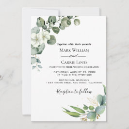 Invitación de boda de vegetación rústica de eucali