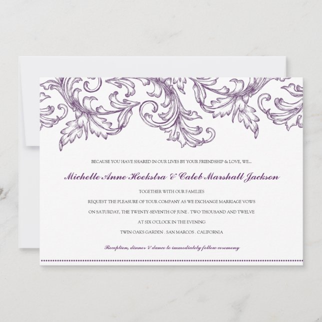 Invitación de boda de Venecia (Púrpura) (Anverso)