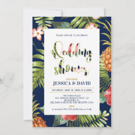 Invitación de boda de verano | Azul marino y dorad