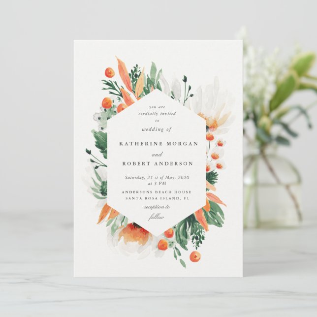 invitación de boda de verano con flores silvestres (Anverso de pie)