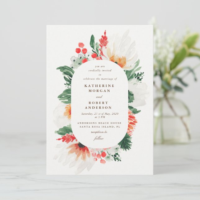 invitación de boda de verano con flores silvestres (Anverso de pie)
