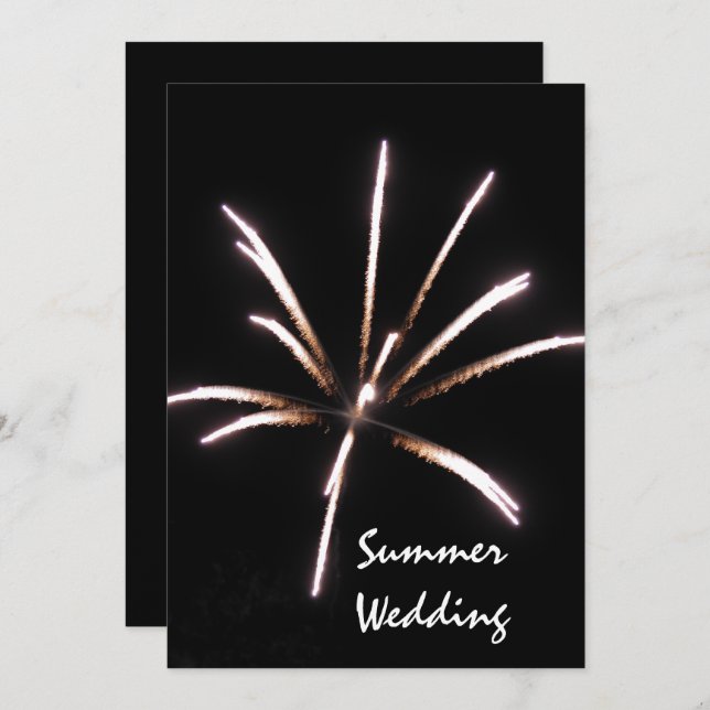 Invitación de Boda de verano de fuegos artificiale (Anverso / Reverso)