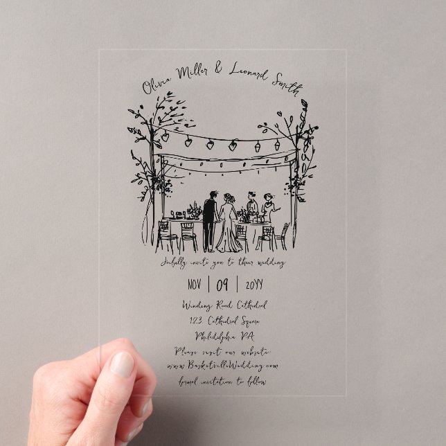 Invitación de boda de verano dibujada a mano (Insitu (portátil))