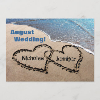 Invitación de Boda de Verano Dos Corazones en la A