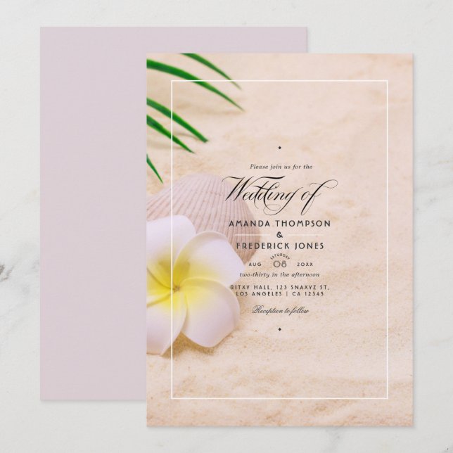 Invitación de boda de verano en la playa (Anverso / Reverso)