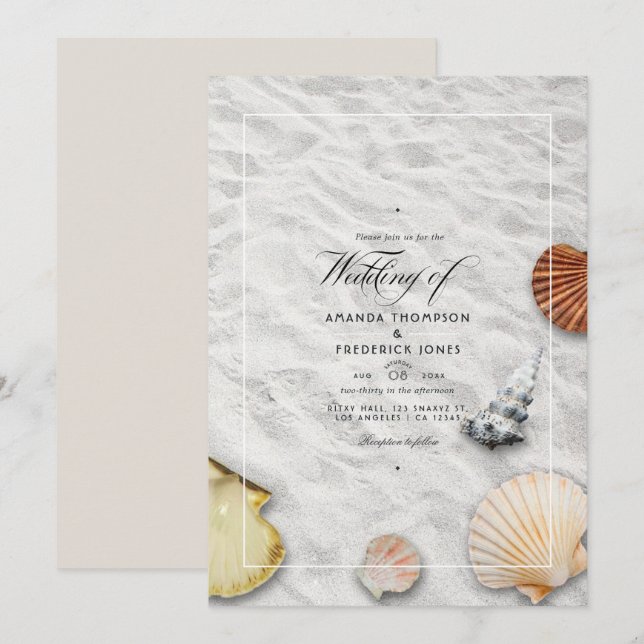 Invitación de boda de verano en la playa (Anverso / Reverso)
