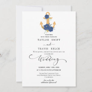 Invitación de boda de verano floral náutica