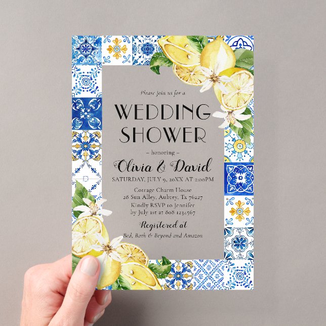 Invitación de Boda de Verano Positano Azul Tejas L (Insitu (portátil))