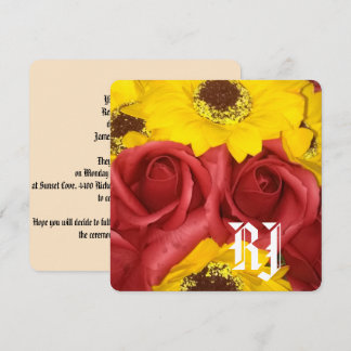 Invitación de boda de verano rosas girasol foto