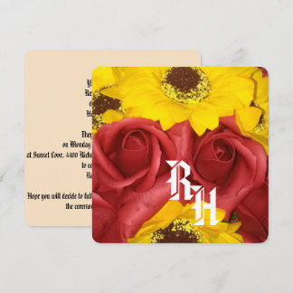 Invitación de boda de verano rosas girasol foto