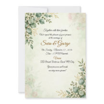 Invitación de boda de verde botánico de eucalipto