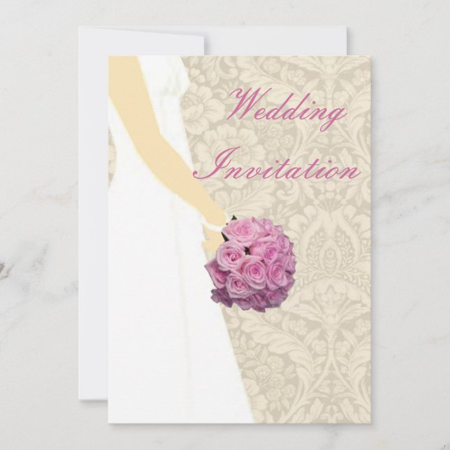 Invitación de boda de vestido de novia elegante (Anverso)