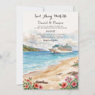 Invitación de boda de viaje tropical de crucero