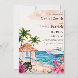 Invitación de boda de viaje tropical en crucero