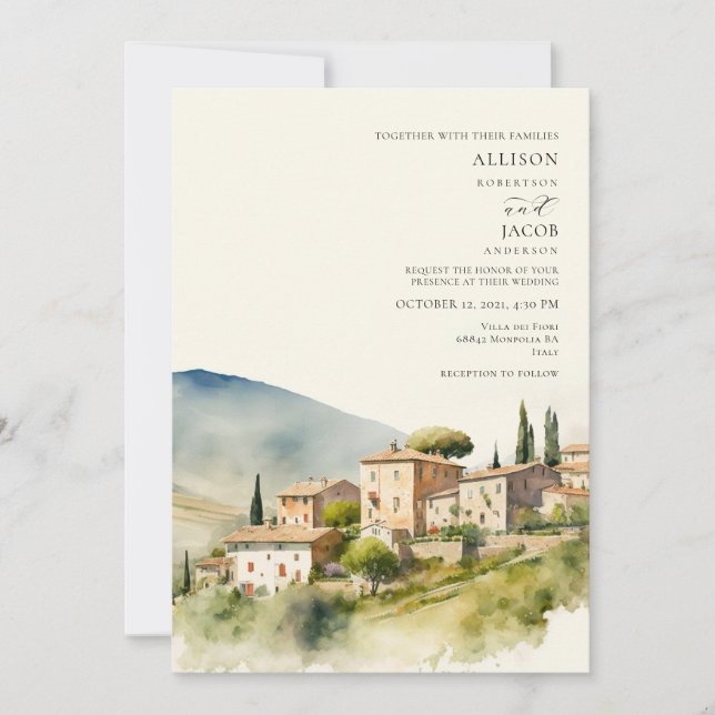 Invitación de Boda de Villa Toscana Italiana en To (Anverso)