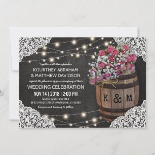 Invitación de boda de viñedo con luces de cuerda  