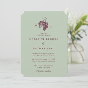 Invitación de boda de viñedo de uva ciruela verde
