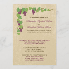 Invitación de boda de viñedo (textura de pergamino