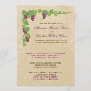 Invitación de boda de viñedo (textura de pergamino