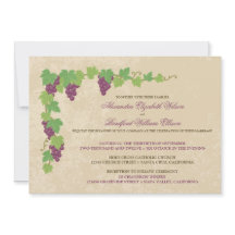 Invitación de boda de viñedo (textura de pergamino