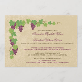 Invitación de boda de viñedo (textura de pergamino