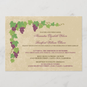 Invitación de boda de viñedo (textura de pergamino
