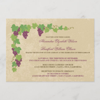 Invitación de boda de viñedo (textura de pergamino