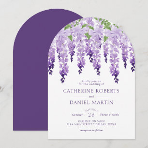 Invitación de Boda de Wisteria con Acuarela de Lil