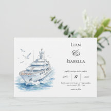 Invitación de boda de yate náutico y elegante cost