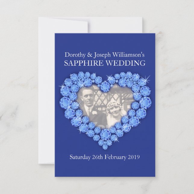Invitación de boda de zafiro para agregar su foto (Anverso)