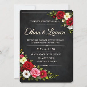 Invitación de boda Deep Emerald Green & Burgundy