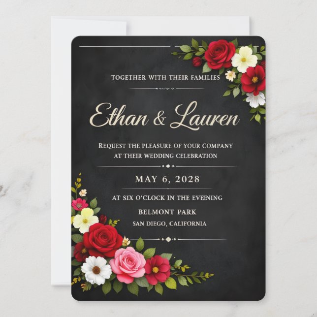Invitación de boda Deep Emerald Green & Burgundy (Anverso)