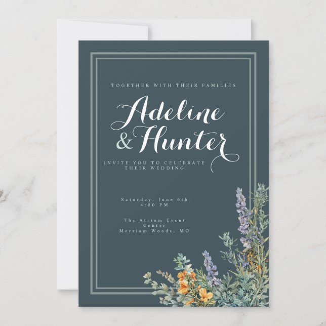 Invitación de boda Deep Sage (Anverso)
