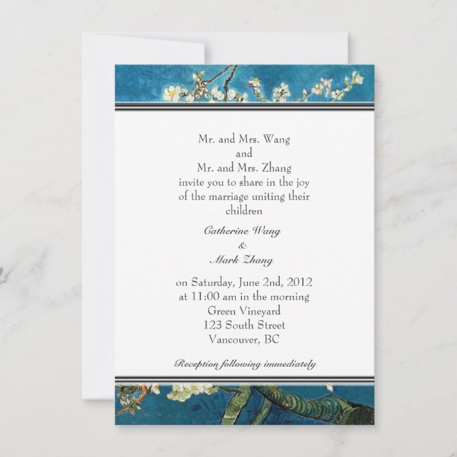 Invitación de boda del Almendro en Flor. (Anverso)