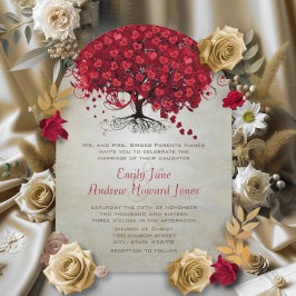 Invitación de Boda del Árbol de Hoja de Corazón Ro