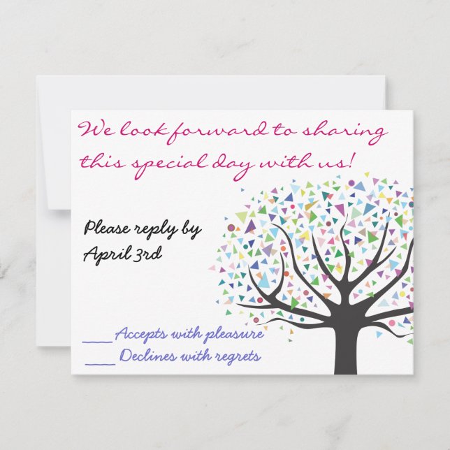 Invitación de boda del árbol de la vida Responder (Anverso)