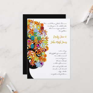 Invitación de boda del árbol del amor de la flor c