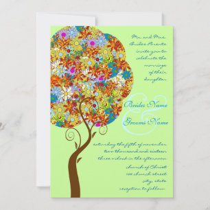 Invitación de boda del árbol del amor de la flor d