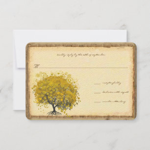 Invitación de boda del árbol del corazón amarillo 