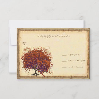 Invitación de boda del árbol del corazón de ciruel