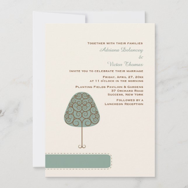Invitación de Boda del Árbol Enroscado (Anverso)