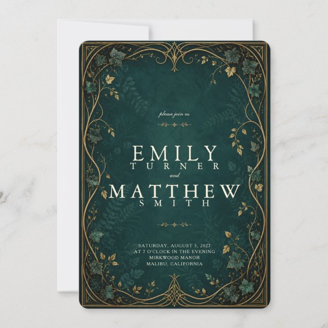 Invitación de boda del bosque encantado (Anverso)
