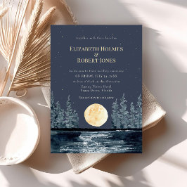 Invitación de Boda del Bosque y Lago bajo la Luna